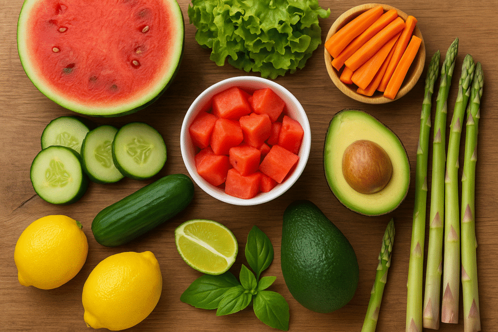 Obst und Gemüse mit hohem Wassergehalt – Natürlich entwässern und hydratisieren