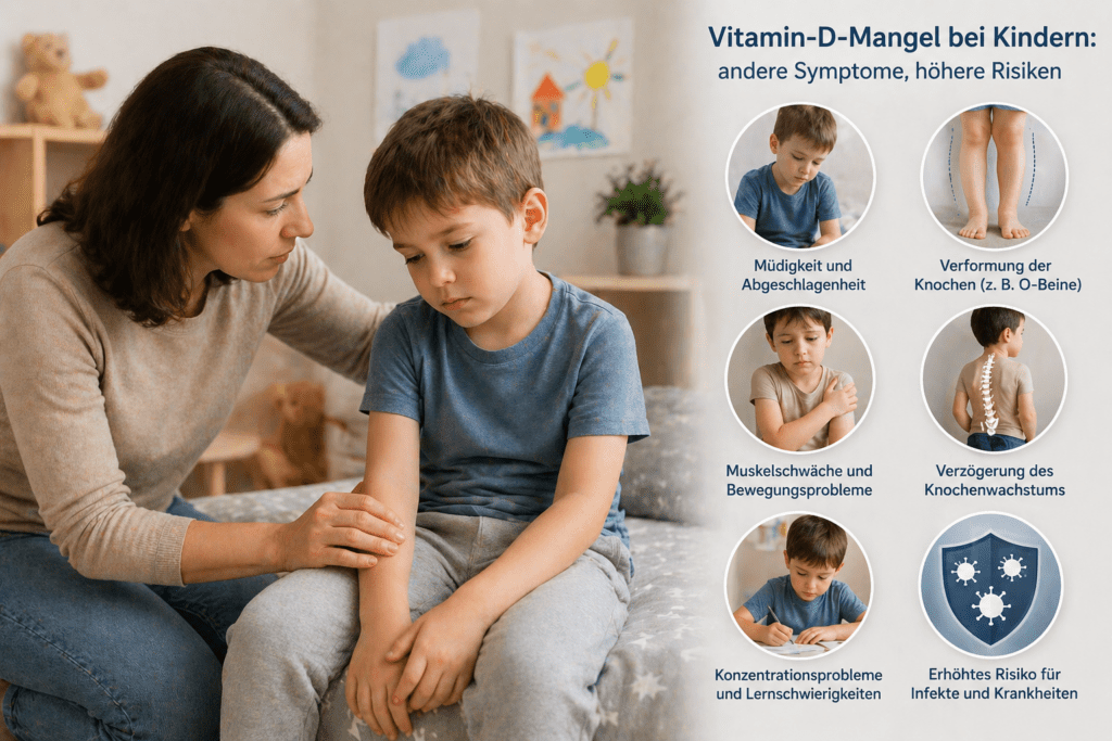 Kind mit Müdigkeit und gesundheitlichen Beschwerden als Anzeichen für Vitamin-D-Mangel