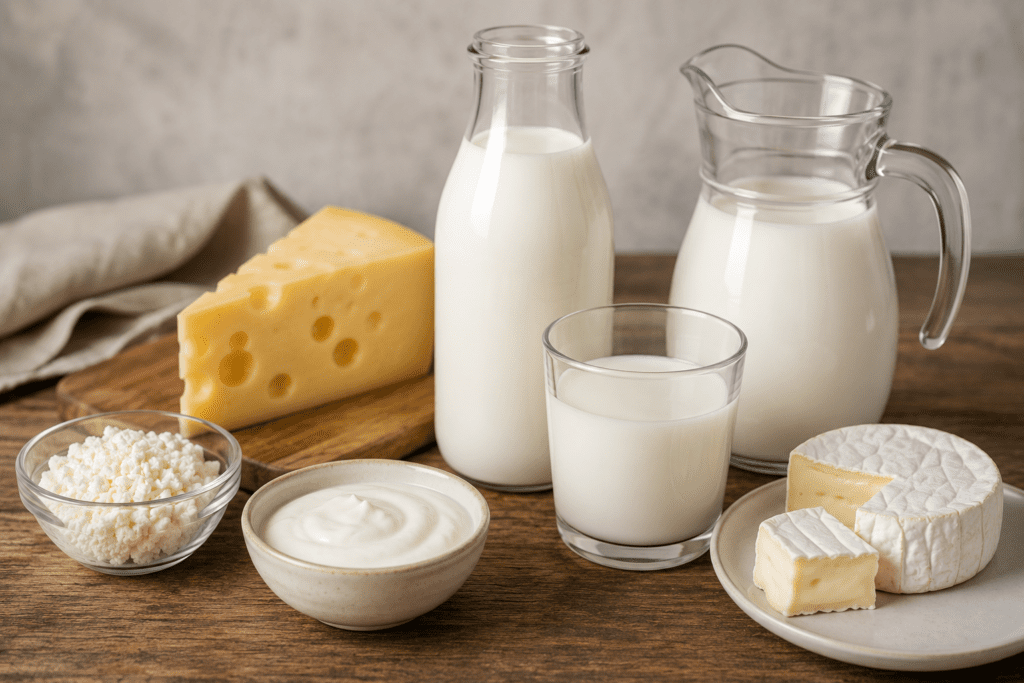 Milch und Milchprodukte mit geringem natürlichem Vitamin-D-Gehalt